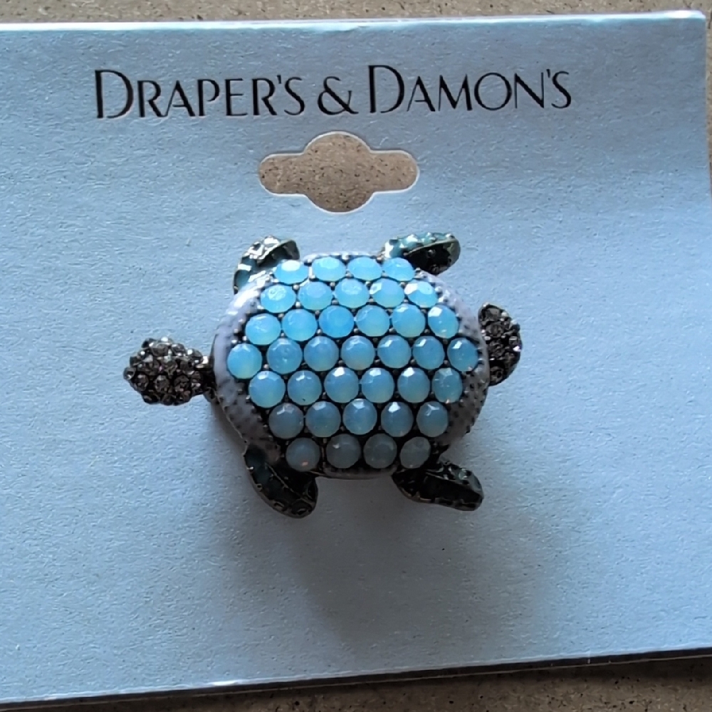 Drapers & Damons Blue Turtle Brooch